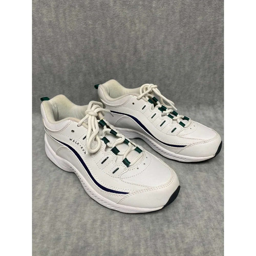 Easy Spirit Walk Run Women White Leather 6-1/2M Sneakers‎ Athletic Walking Shoes